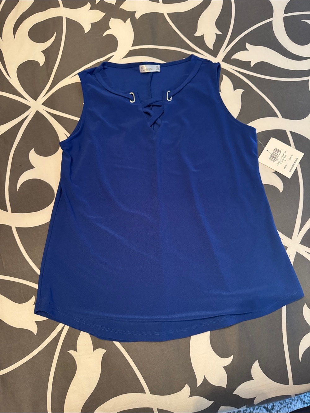 Madison Sleeveless Lace-Up Tank in Royal Blue size S $20